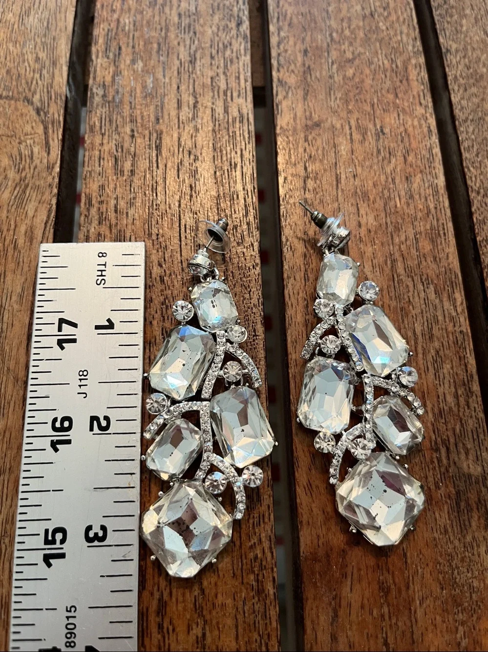 Wedding/Pageant Crystal Drop Statement Earrings - Clear/Silver